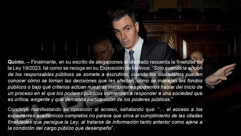 Montaje de la normativa sobre el expediente del presidente del Gobierno, Pedro Sánchez