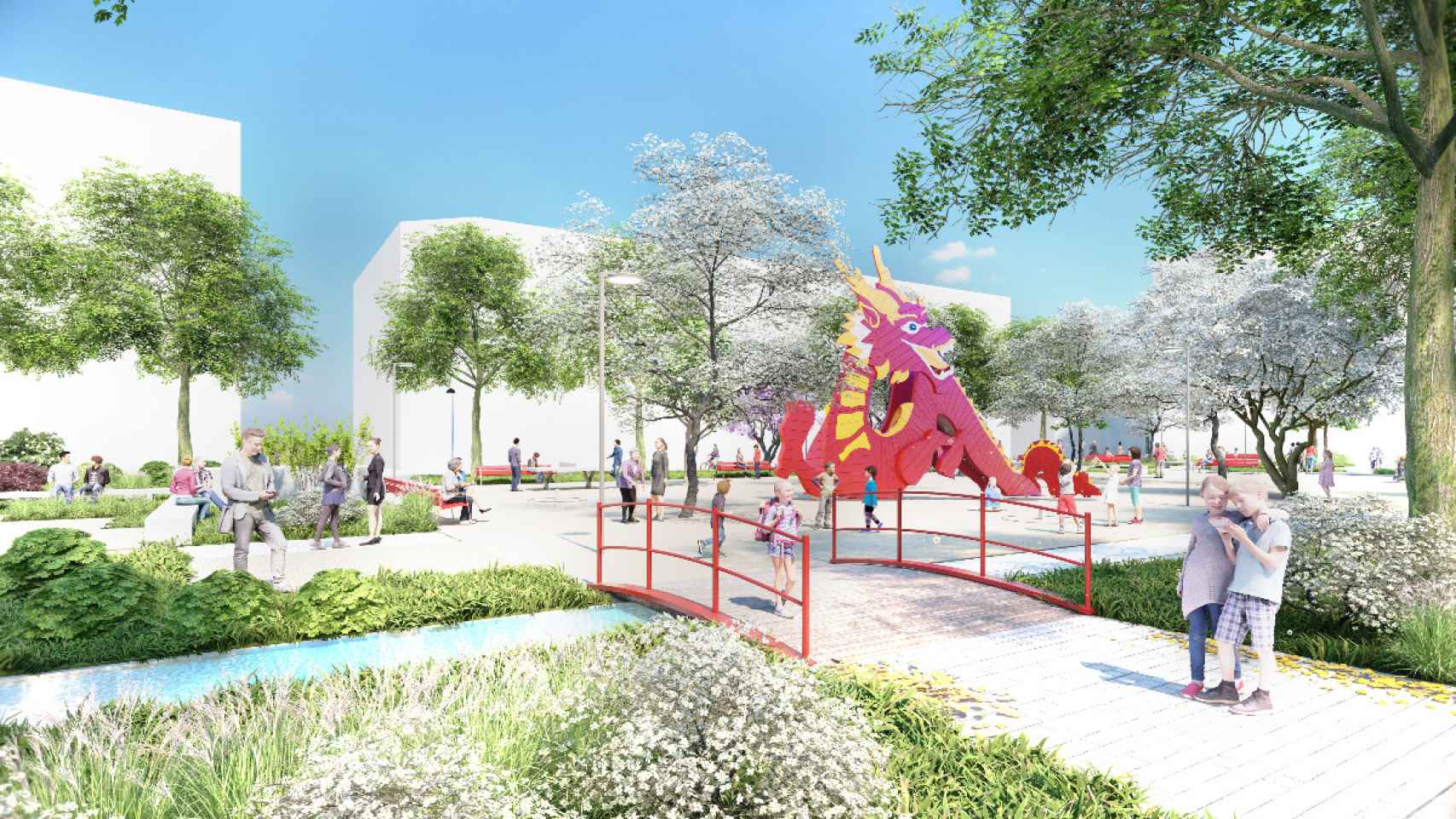 Imagen virtual de la futura Plaza de las Tizas de Usera, que formará parte del Chinatown de Madrid