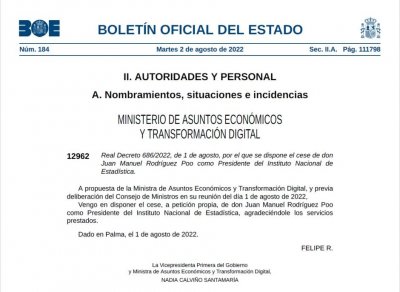 Rodríguez Poo fue cesado, a petición de Calviño, en agosto de 2022