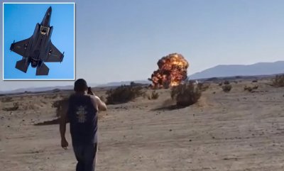 Video shows F-35 stealth fighter crashing into the ground after colliding  with a tanker mid-air | Daily Mail Online