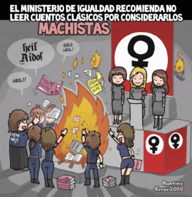 bibiana-aido-feminista radical-quemando-libros.gif