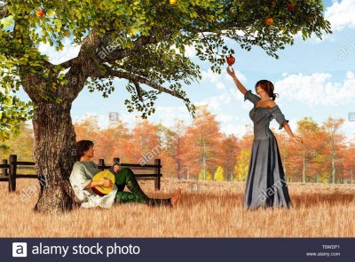 un-uomo-con-un-liuto-poggia-su-un-albero-di-mele-e-gioca-per-una-donna-che-raggiunge-per-un-fr...jpg