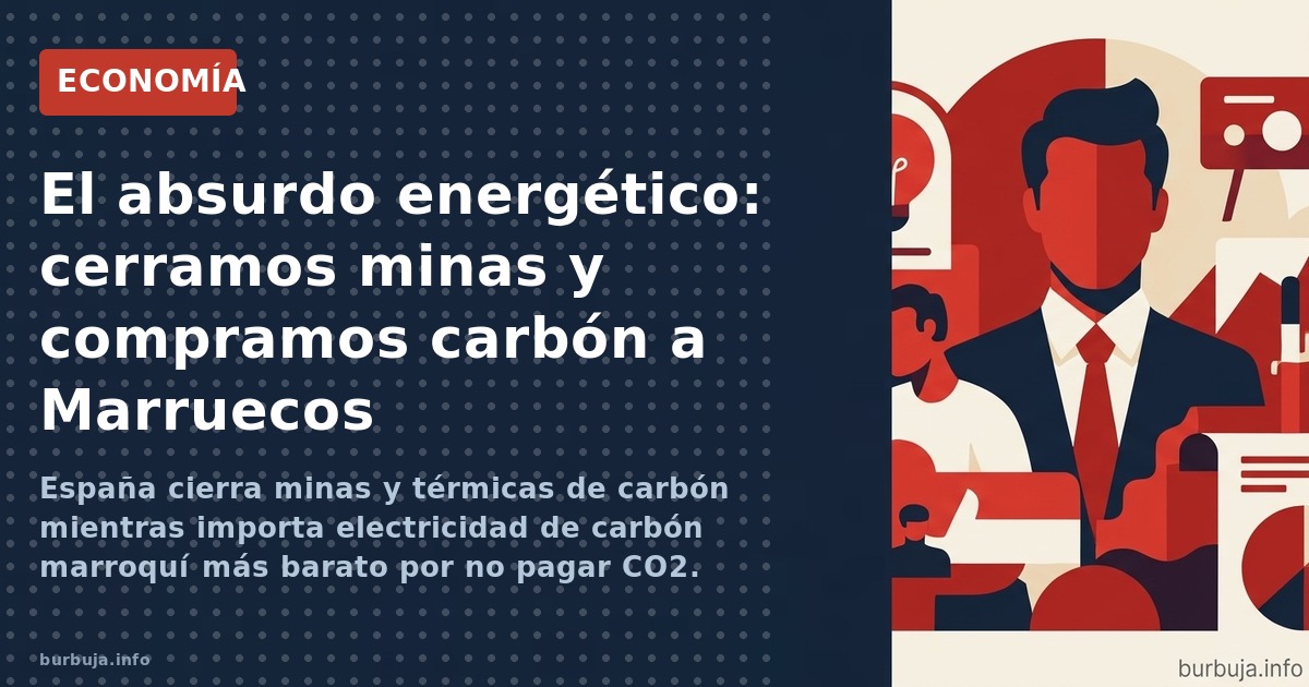 España cierra minas y térmicas de carbón mientras importa electricidad de carbón marroquí más barato por no pagar CO2. Anális