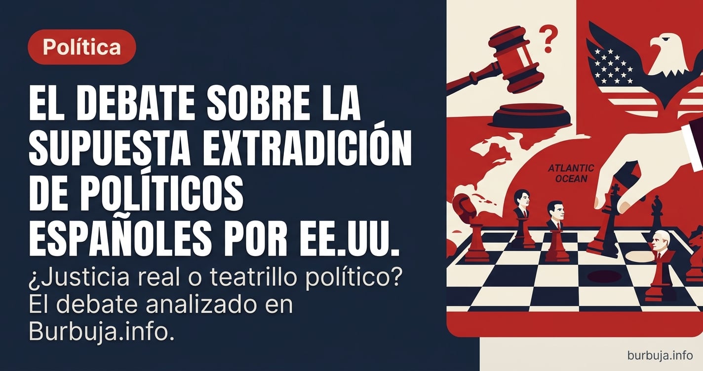Pódium vacío con banderas de España y EEUU y una carpeta de expediente cerrada sobre la mesa