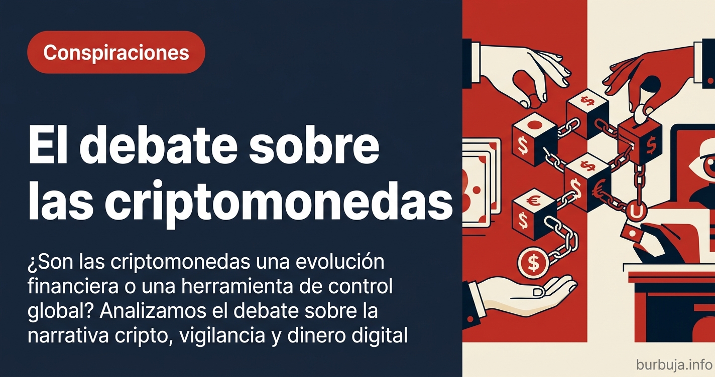 Gráfico de Bitcoin con el logo de la NSA y la palabra CBDC en el fondo, representando la teoría de la conspiración monetaria