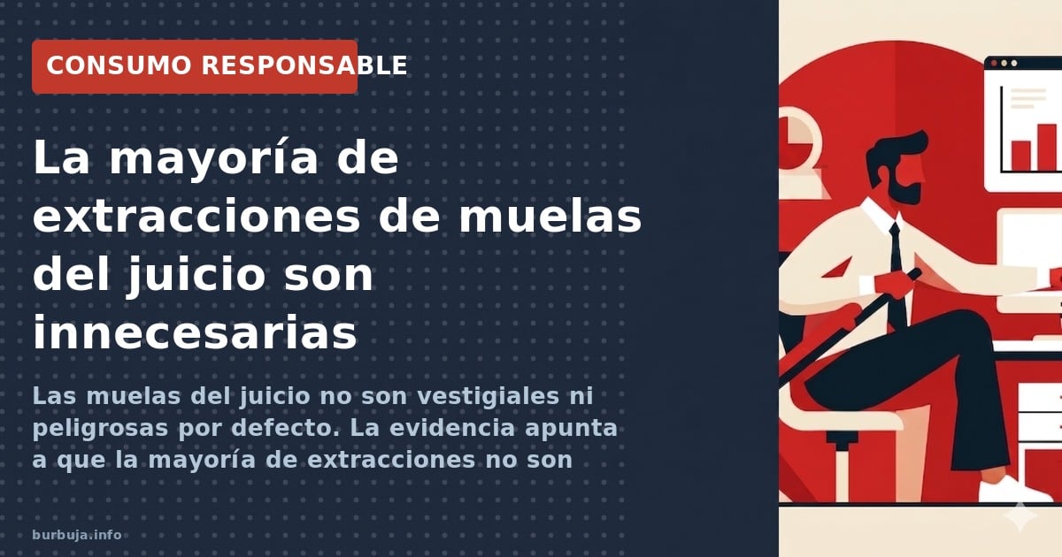 Las muelas del juicio no son vestigiales ni peligrosas por defecto. La evidencia apunta a que la mayoría de extracciones no s