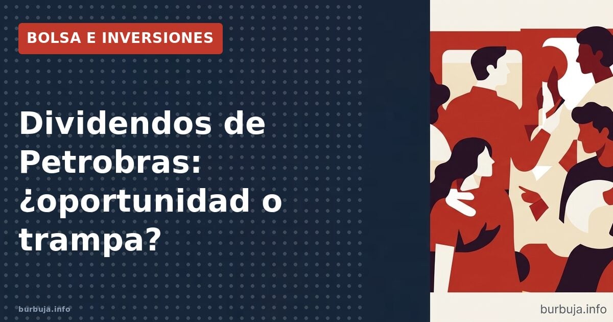 Gráfico de cotización petrolera con velas verdes y rojas sobre pantalla oscura, ilustrando el dividendo de Petrobras