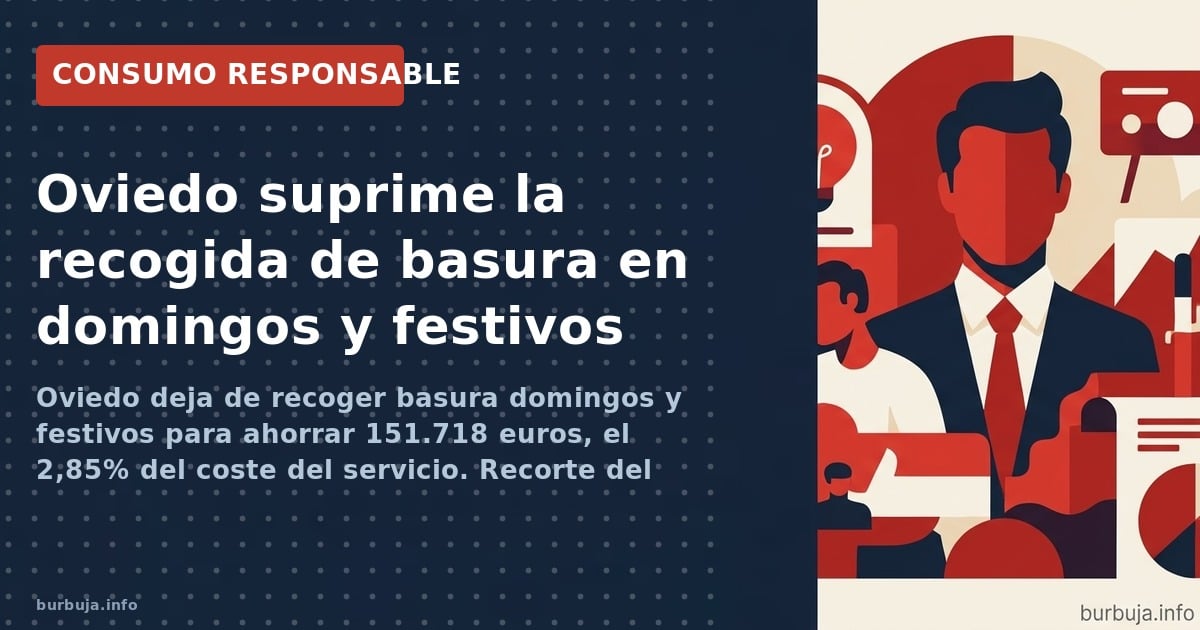 Oviedo elimina la recogida de basura los domingos y festivos para ahorrar 151.718 euros, el 2,85% del coste. El recorte de se