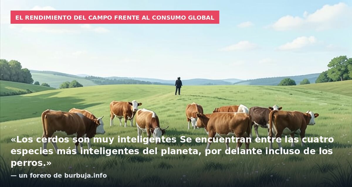 El rendimiento del campo frente al consumo global: «Los cerdos son muy inteligentes Se encuentran entre las cuatro especies más inteligentes del planeta, por delante incluso de los perros.» — un forero de burbuja.info