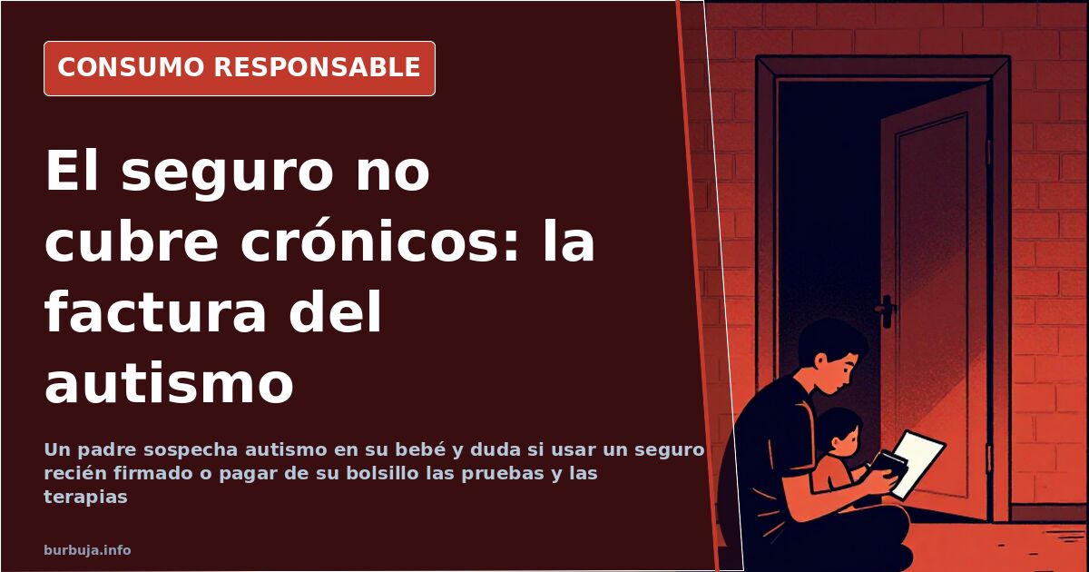 Padre con un bebé en brazos revisando la póliza de un seguro médico privado para consultas de neuropediatría y autismo