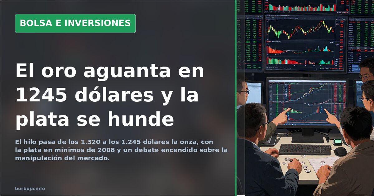 El oro aguanta en 1245 dólares y la plata se hunde