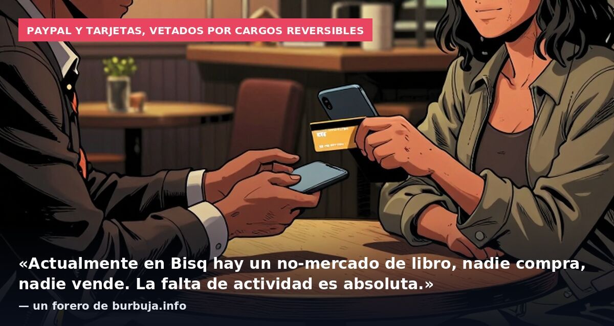 Paypal y tarjetas, vetados por cargos reversibles: «Actualmente en Bisq hay un no-mercado de libro, nadie compra, nadie vende. La falta de actividad es absoluta.» — un forero de burbuja.info