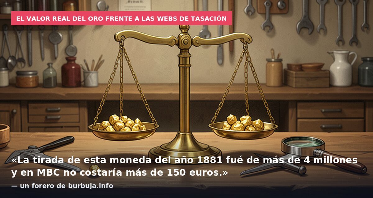 El valor real del oro frente a las webs de tasación: «La tirada de esta moneda del año 1881 fué de más de 4 millones y en MBC no costaría más de 150 euros.» — un forero de burbuja.info