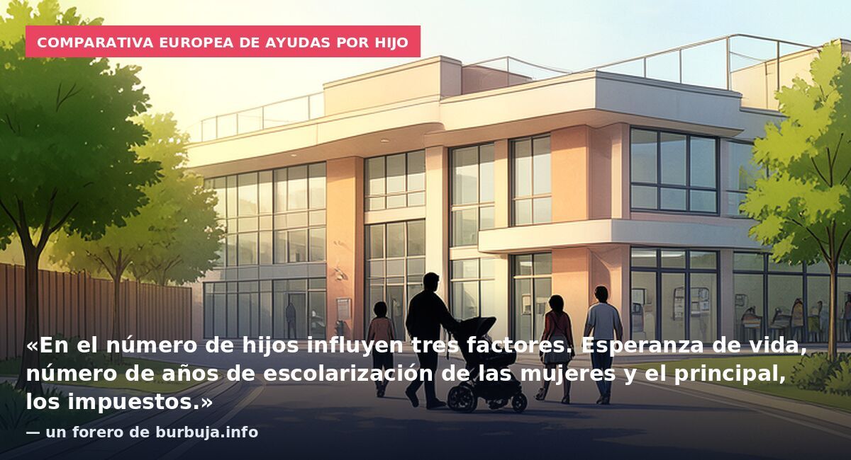 Comparativa europea de ayudas por hijo: «En el número de hijos influyen tres factores. Esperanza de vida, número de años de escolarización de las mujeres y el principal, los impuestos.» — un forero de burbuja.info