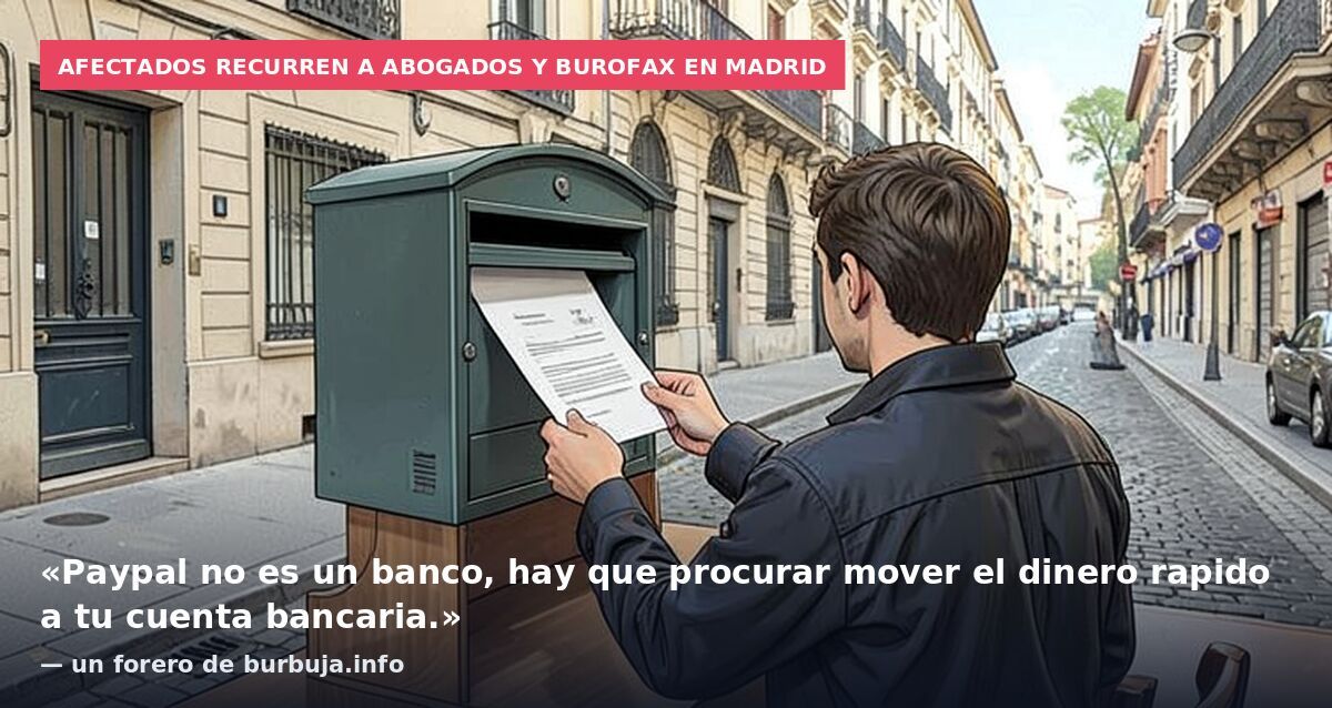 Afectados recurren a abogados y burofax en Madrid: «Paypal no es un banco, hay que procurar mover el dinero rapido a tu cuenta bancaria.» — un forero de burbuja.info