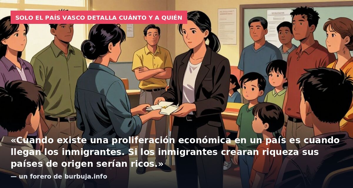 Solo el País Vasco detalla cuánto y a quién: «Cuando existe una proliferación económica en un país es cuando llegan los inmigrantes. Si los inmigrantes crearan riqueza sus países de origen serían ricos.» — un forero de burbuja.info
