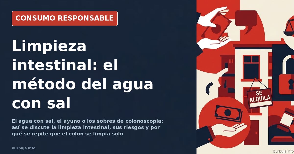 Vaso de agua con sal sobre una mesa, método casero de limpieza intestinal del que se advierte por sus riesgos