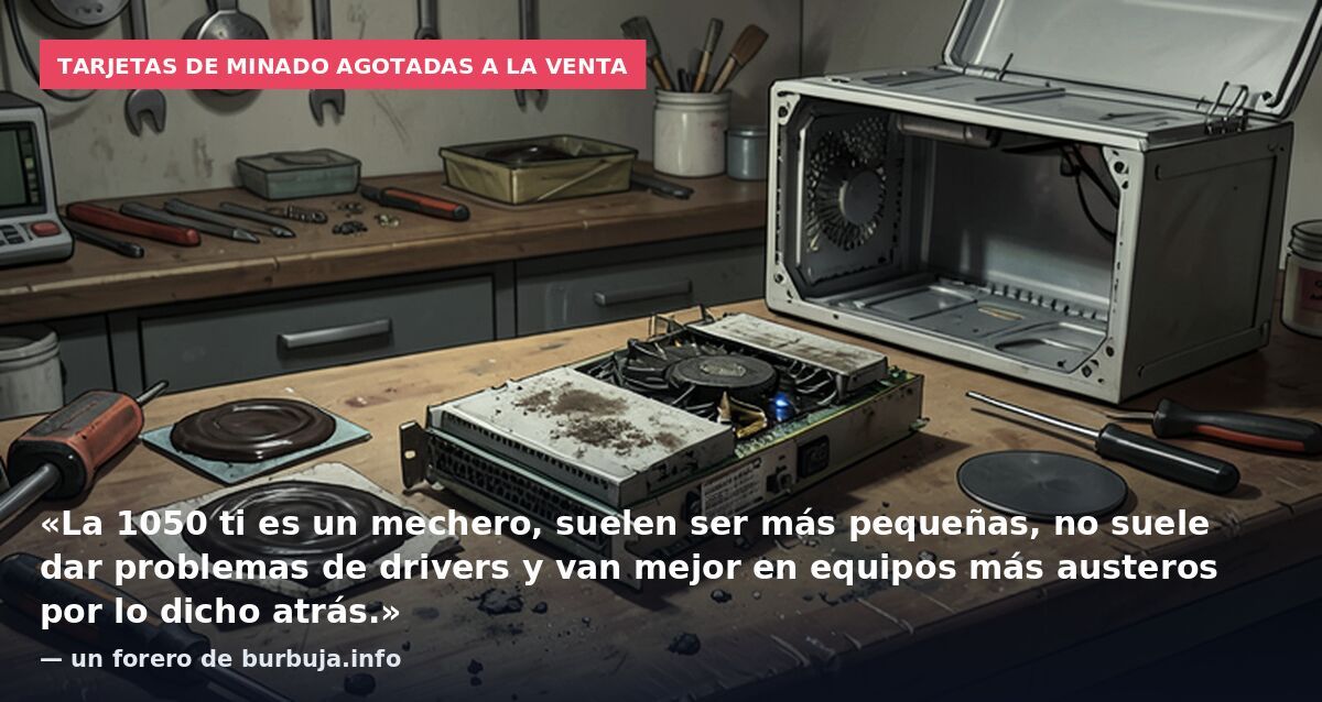 Tarjetas de minado agotadas a la venta: «La 1050 ti es un mechero, suelen ser más pequeñas, no suele dar problemas de drivers y van mejor en equipos más austeros por lo dicho atrás.» — un forero de burbuja.info