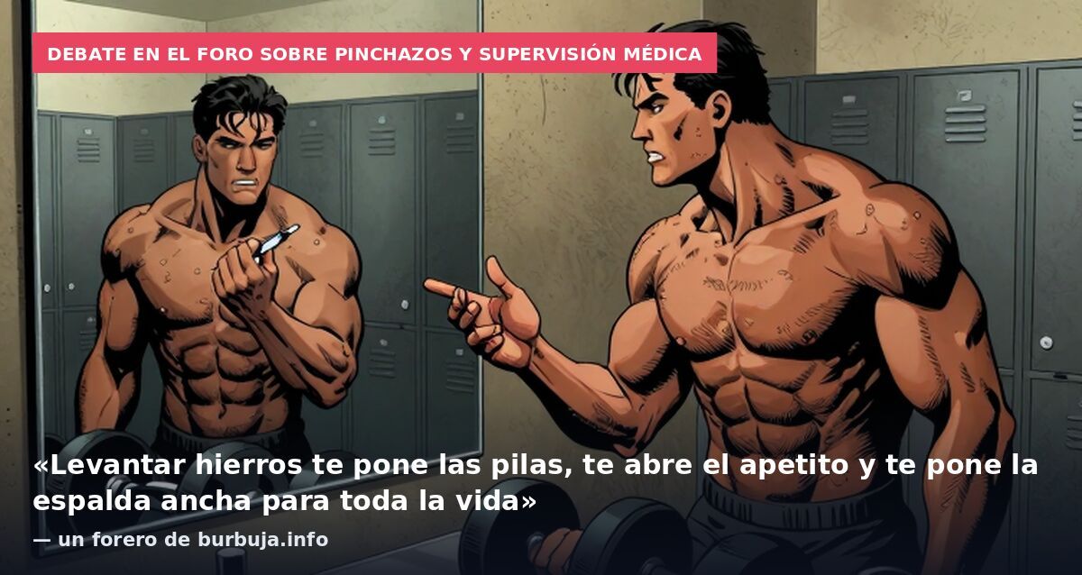 Debate en el foro sobre pinchazos y supervisión médica: «Levantar hierros te pone las pilas, te abre el apetito y te pone la espalda ancha para toda la vida» — un forero de burbuja.info