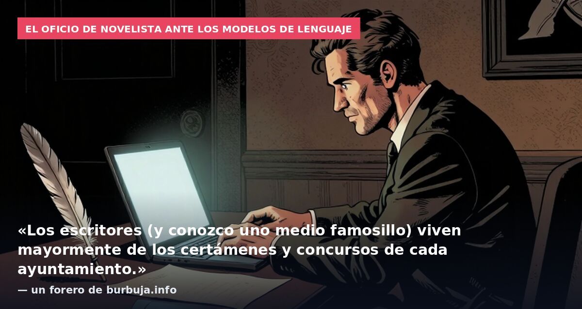 El oficio de novelista ante los modelos de lenguaje: «Los escritores (y conozco uno medio famosillo) viven mayormente de los certámenes y concursos de cada ayuntamiento.» — un forero de burbuja.info