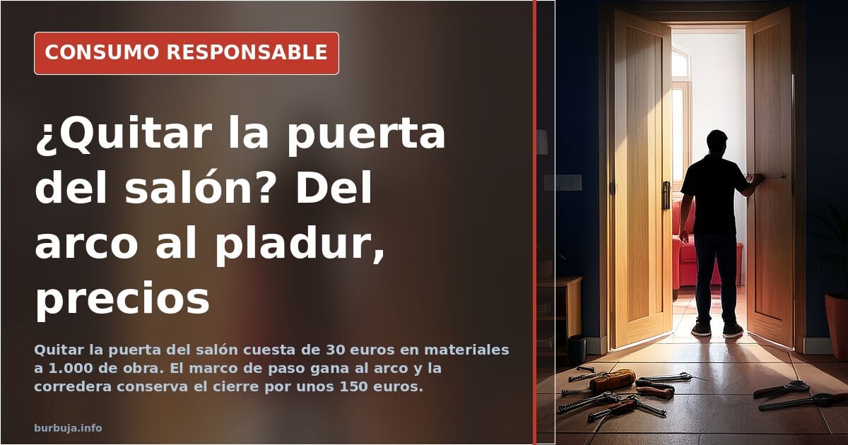 Hueco de puerta interior del salón sin hoja, con marco de paso rematado y moldura de escayola en la pared