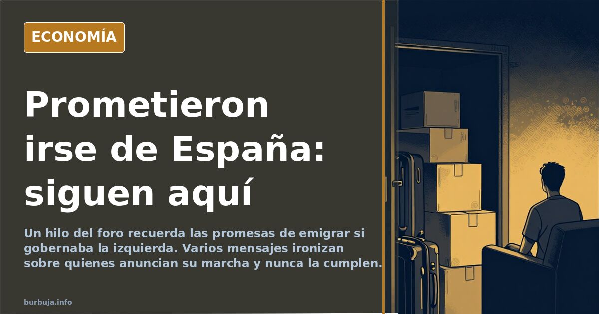 Ilustración editorial de una maleta vacía junto a un café y un periódico en una barra de bar, símbolo de la emigración promet