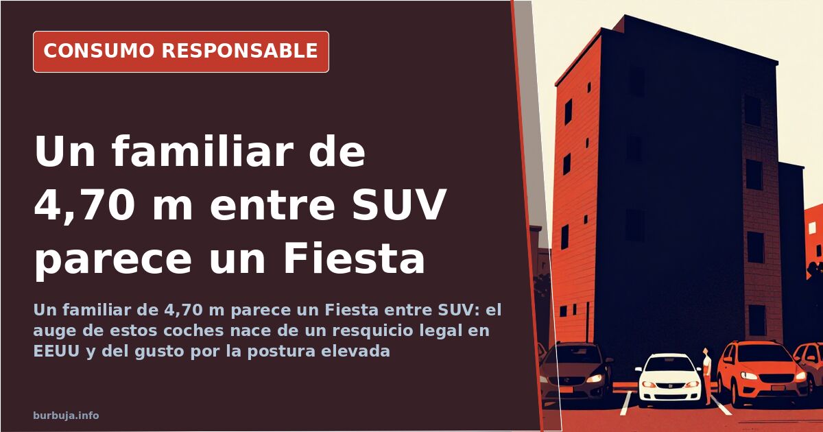Coche familiar de 4,70 metros aparcado entre varios SUV y todoterrenos que le superan en altura