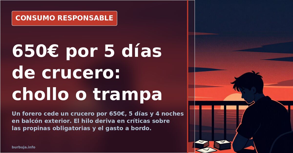 Crucero cedido: 650€ por 5 días en balcón exterior