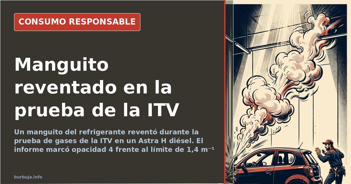 Un manguito revienta en la prueba de gases de la ITV