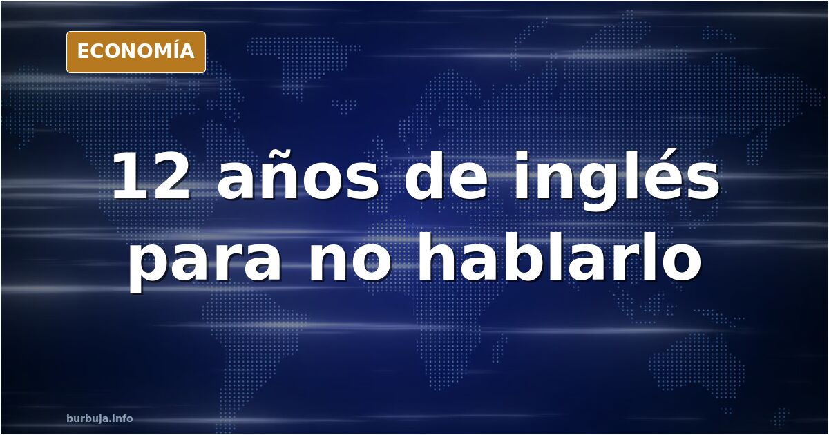 Ilustración editorial de un aula vacía con un libro de gramática inglesa abierto y una onda de sonido sin completar