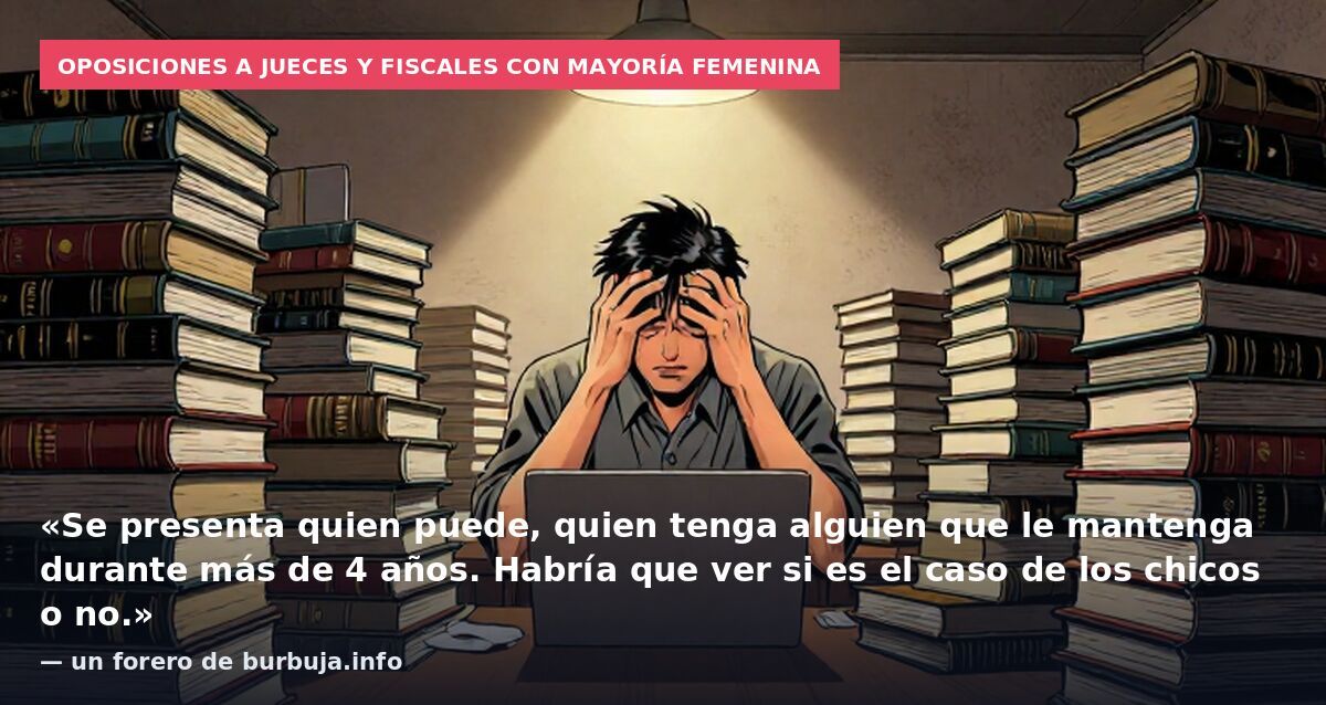 Oposiciones a jueces y fiscales con mayoría femenina: «Se presenta quien puede, quien tenga alguien que le mantenga durante más de 4 años. Habría que ver si es el caso de los chicos o no.» — un forero de burbuja.info