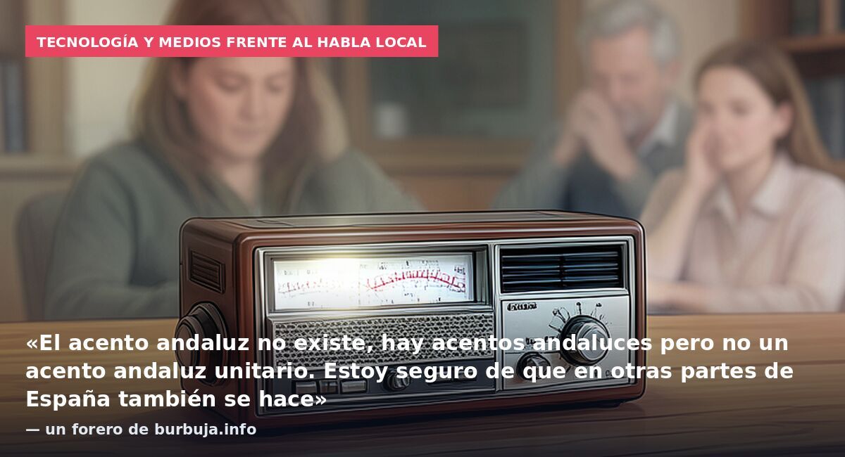 Tecnología y medios frente al habla local: «El acento andaluz no existe, hay acentos andaluces pero no un acento andaluz unitario. Estoy seguro de que en otras partes de España también se hace» — un forero de burbuja.info