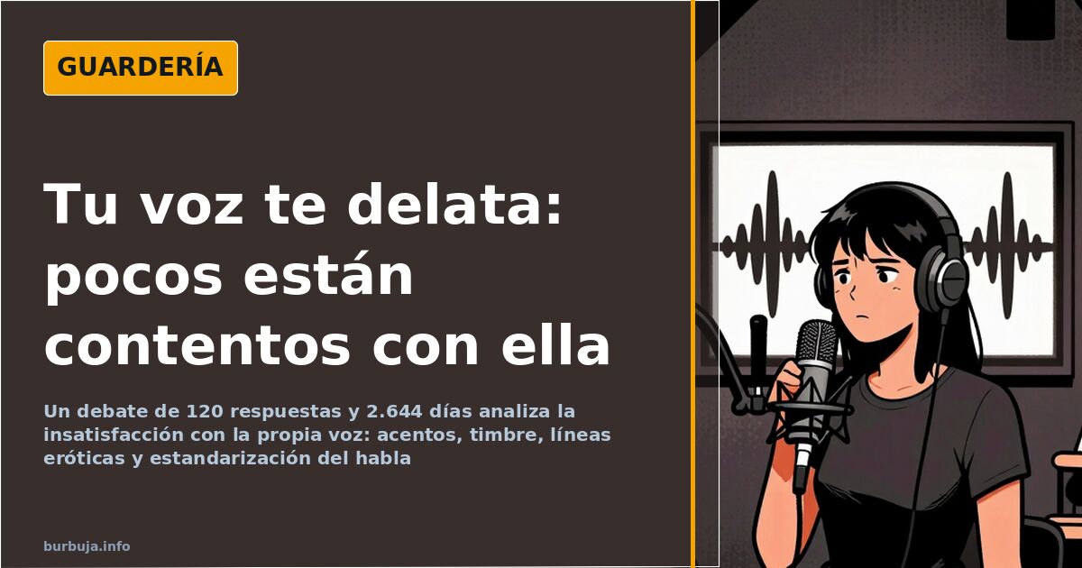 Ilustración de una persona frente a un micrófono de radio observando con gesto de duda su propia voz reflejada en un espejo