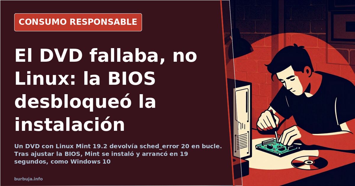 Pantalla de arranque de Linux Mint con mensajes de error sched_error 20 sobre fondo negro