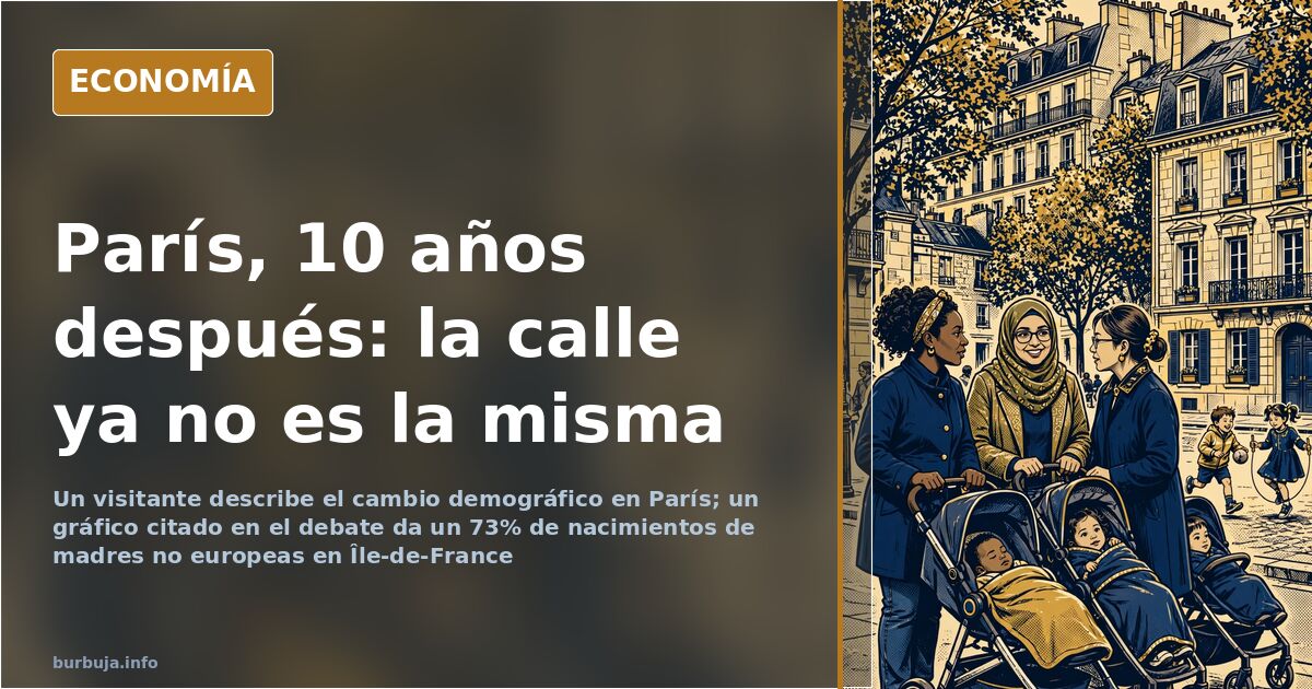 Calle parisina con viandantes y comercios, imagen del cambio demográfico que relatan quienes visitan París diez años después