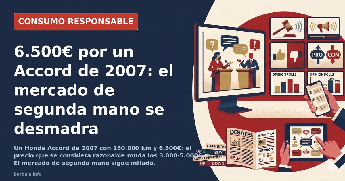 Honda Accord de 2007 con 180.000 kilómetros anunciado por 6.500 euros, el precio que se considera excesivo para un coche de s