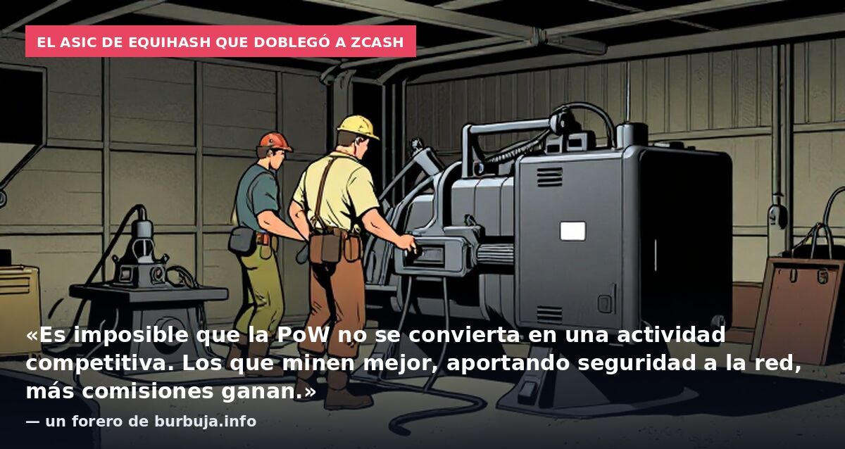 El ASIC de Equihash que doblegó a Zcash: «Es imposible que la PoW no se convierta en una actividad competitiva. Los que minen mejor, aportando seguridad a la red, más comisiones ganan.» — un forero de burbuja.info
