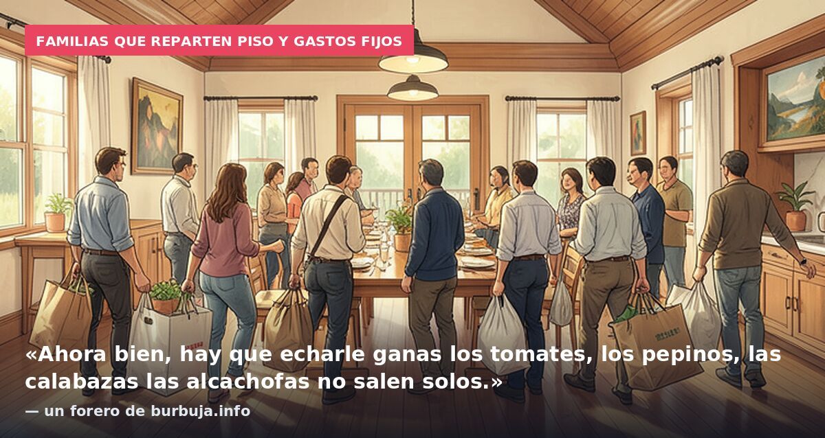 Familias que reparten piso y gastos fijos: «Ahora bien, hay que echarle ganas los tomates, los pepinos, las calabazas las alcachofas no salen solos.» — un forero de burbuja.info