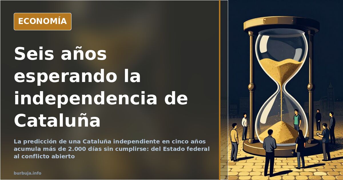 Ilustración editorial de un reloj y papeletas electorales sobre un mapa de Cataluña en azul marino y dorado