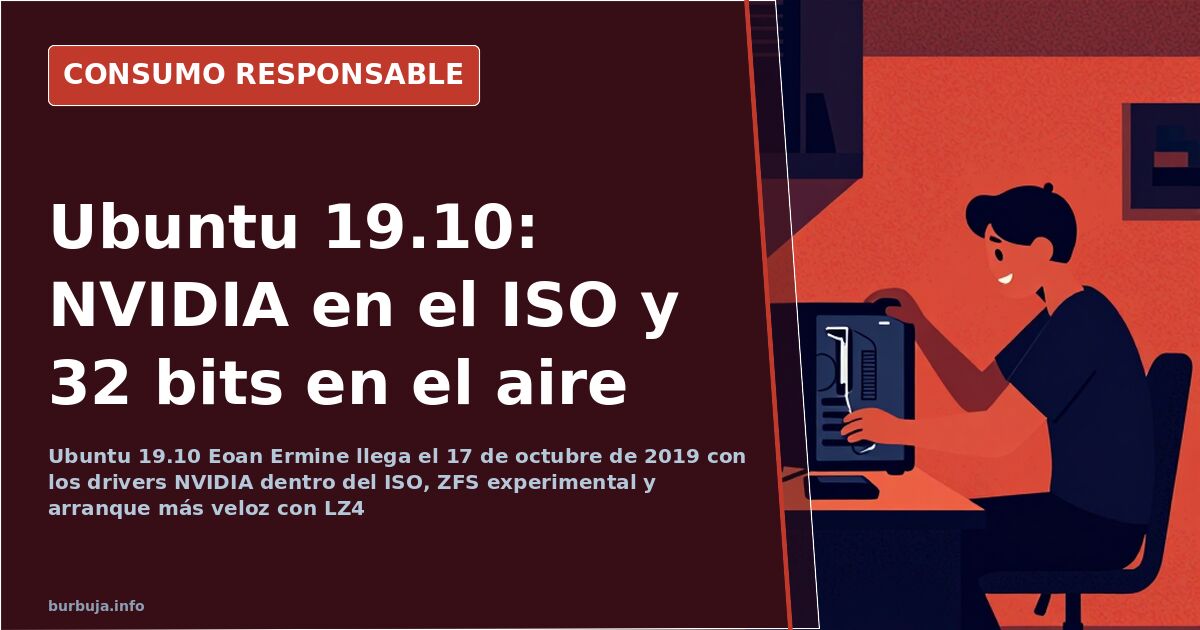 Pantalla de instalación de Ubuntu 19.10 con la opción de seleccionar los drivers privativos de NVIDIA