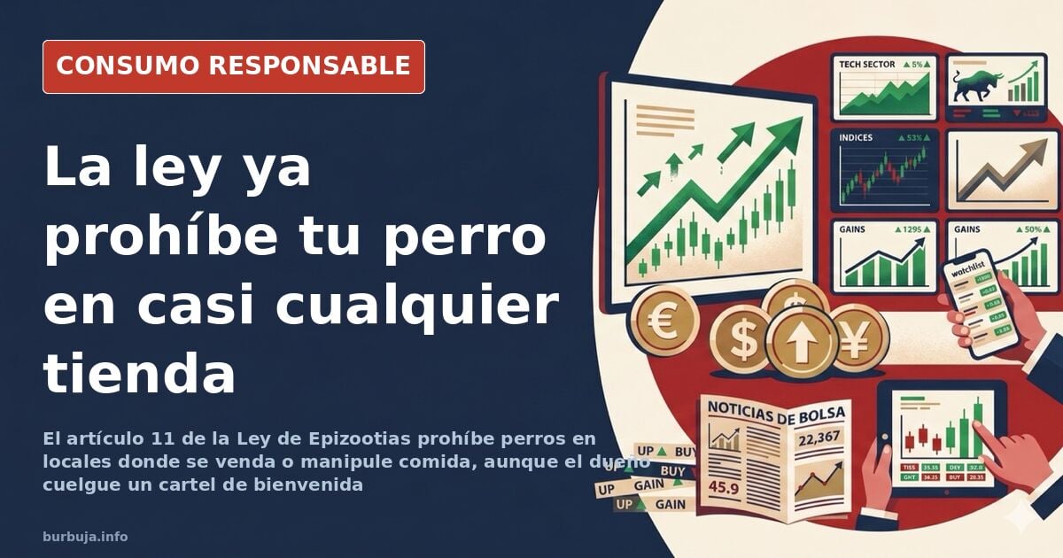 Cartel de prohibido el paso a perros en la entrada de un supermercado español junto a un carrito de la compra