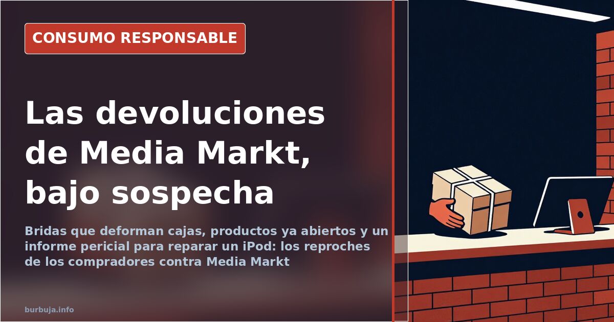 Lineal de una tienda Media Markt con televisiones expuestas y una cola de clientes esperando en el mostrador de devoluciones
