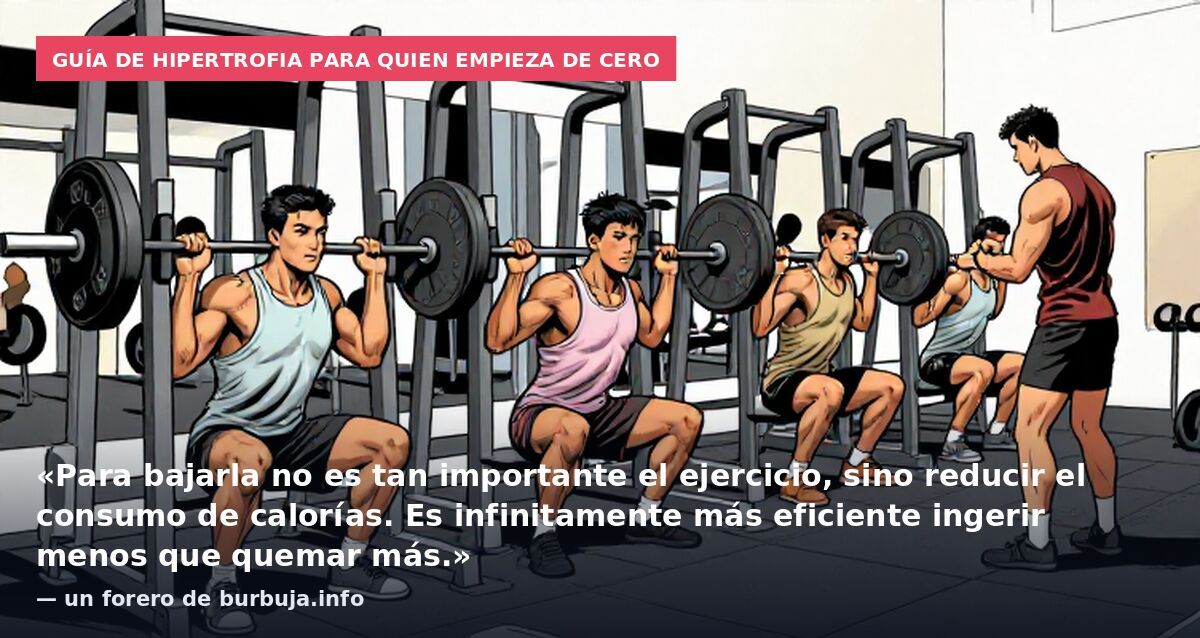 Guía de hipertrofia para quien empieza de cero: «Para bajarla no es tan importante el ejercicio, sino reducir el consumo de calorías. Es infinitamente más eficiente ingerir menos que quemar más.» — un forero de burbuja.info