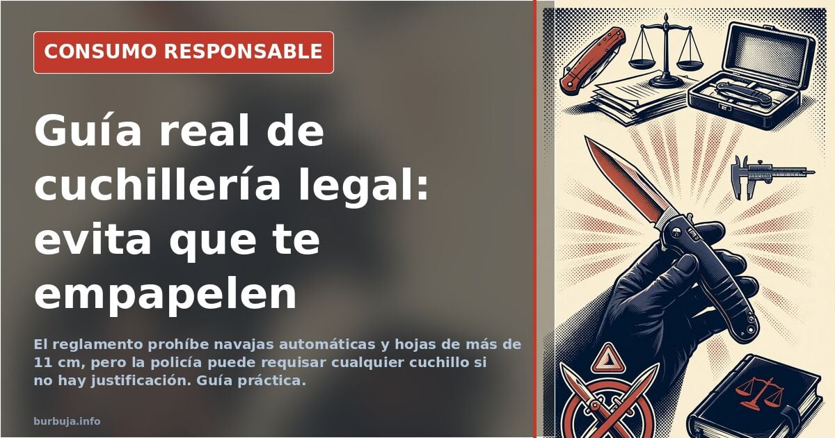 Navaja multiusos con cortacinturones y rompevainas sobre una mesa, símbolo de la cuchillería legal en España