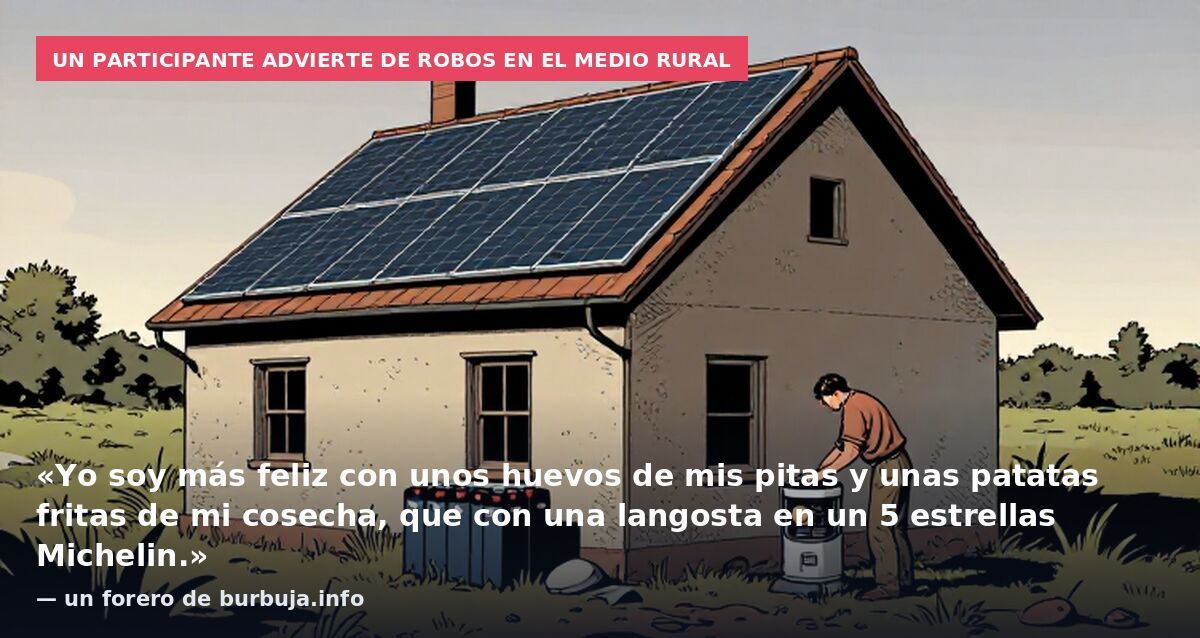 Un participante advierte de robos en el medio rural: «Yo soy más feliz con unos huevos de mis pitas y unas patatas fritas de mi cosecha, que con una langosta en un 5 estrellas Michelin.» — un forero de burbuja.info