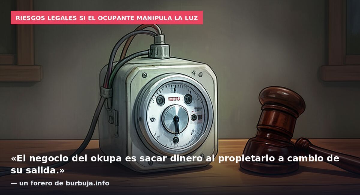 Riesgos legales si el ocupante manipula la luz: «El negocio del okupa es sacar dinero al propietario a cambio de su salida.» — un forero de burbuja.info