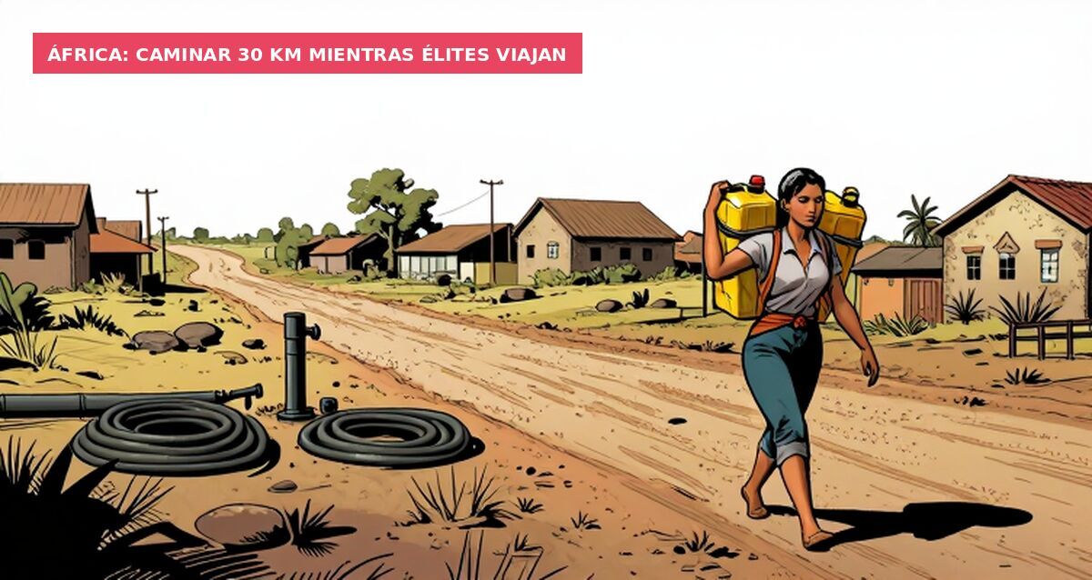 África: caminar 30 km mientras élites viajan