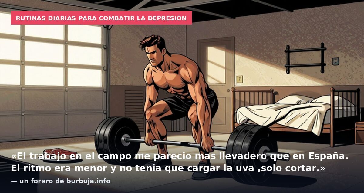 Rutinas diarias para combatir la depresión: «El trabajo en el campo me parecio mas llevadero que en España. El ritmo era menor y no tenia que cargar la uva ,solo cortar.» — un forero de burbuja.info