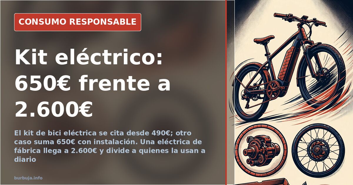 Bicicleta eléctrica con batería en el cuadro y kit de conversión de motor en la rueda trasera de una bici de montaña