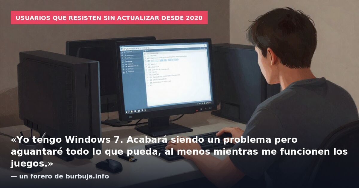 Usuarios que resisten sin actualizar desde 2020: «Yo tengo Windows 7. Acabará siendo un problema pero aguantaré todo lo que pueda, al menos mientras me funcionen los juegos.» — un forero de burbuja.info